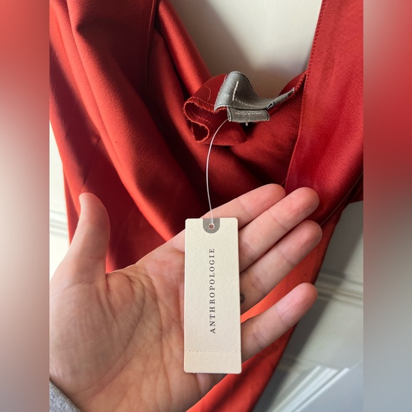 NEW Anthropologie cowl neck halter MIDI dress in red size large women’s NWT - Picture 4 of 7